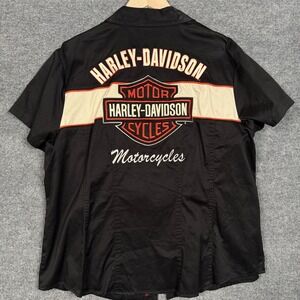 Harley Davidson Womens Size 1W Shirt Black Motor Motorcycle Full Zip Embroidered
